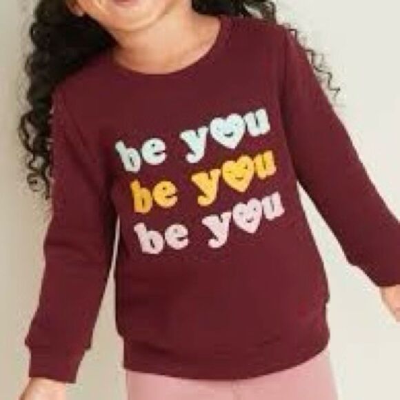Old Navy Girls Toddler Be You Graphic Pullover Crewneck Sweatshirt. 18-24 Months - Picture 1 of 6